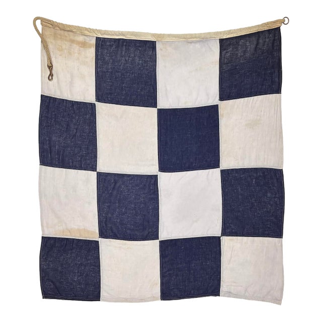 Large Vintage Cotton Nautical Signal Flag For Sale