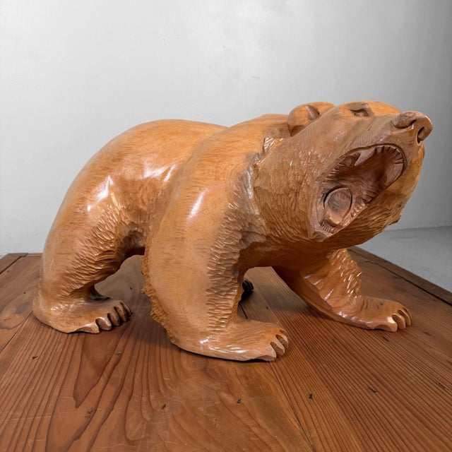 Hand-Carved Ainu Wooden Bear from Hokkaido, 1970s For Sale - Image 10 of 14