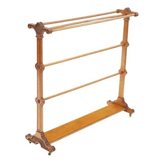 Antique Arts and Crafts Oak Towel Rail Stand, 1890s For Sale