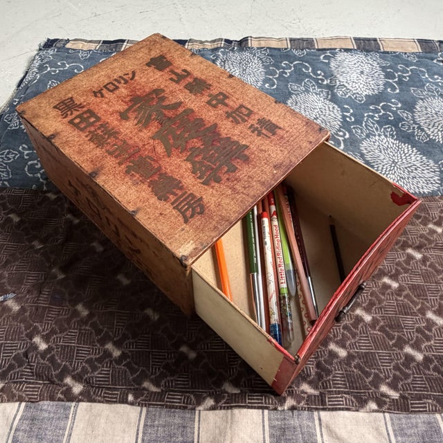 Mid-Century Modern Vintage Japanese Kerorin Medicine Box with Drawer, 1950s For Sale - Image 3 of 11