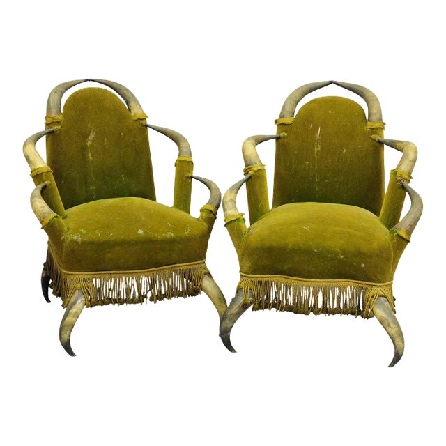 Antique Bull Horn Chairs Austria 1870 For Sale