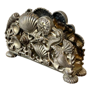 Vintage Coastal Cast Metal Undersea Napkin Holder