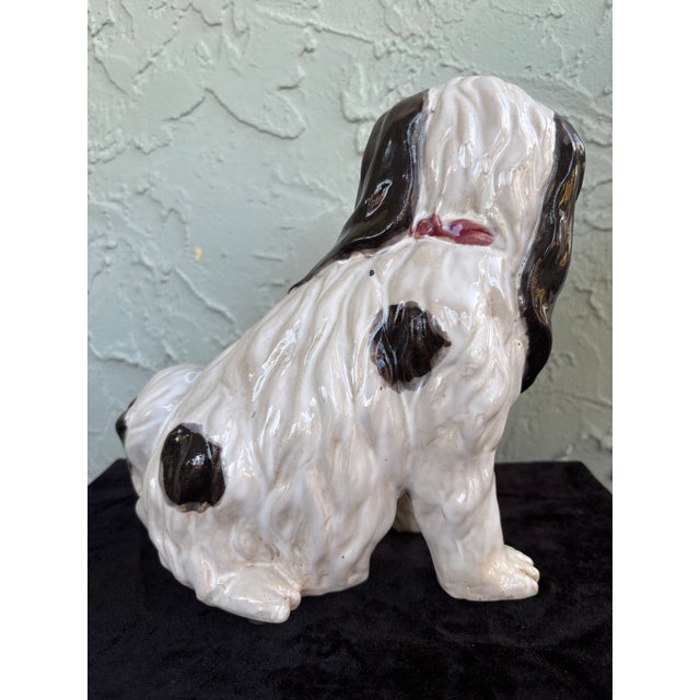 Pair of Vintage Staffordshire-Style Cavalier King Charles Spaniel Mantel Dogs For Sale - Image 10 of 12