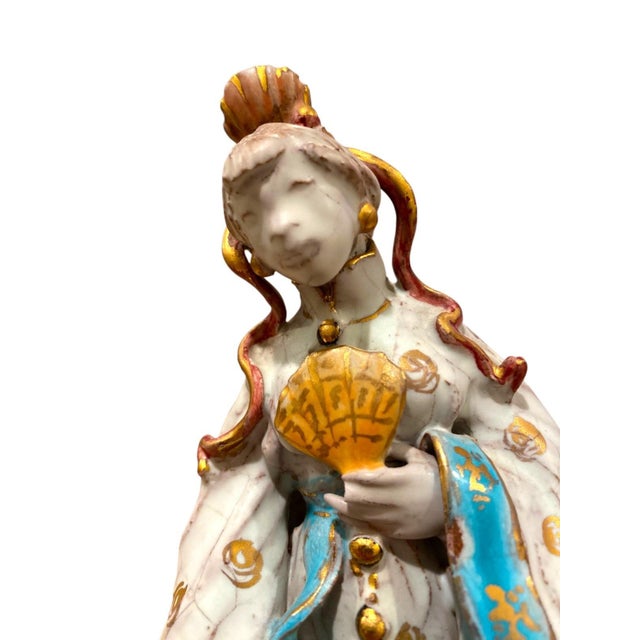 Eugenio Pattarino Ceramic Sculpture of Chinese Man and Lady, Italian Chinoiserie For Sale - Image 15 of 18