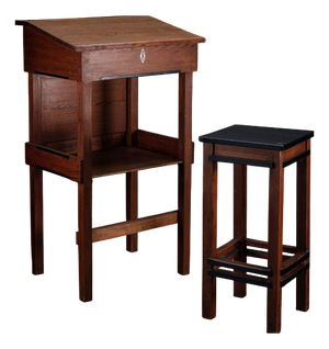 Architectural Lectern or Drawing Table with Stool, 1920s, Set of 2