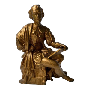 Vintage William Shakespeare Statue: Spelter, Gilt Bronze Finish, Literary Decor