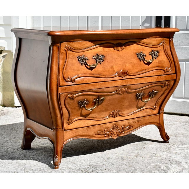 Vintage Post 1950 Two Drawer Commode/Chest has a French Provincial Style. Made by Century Furniture. The Wood is...