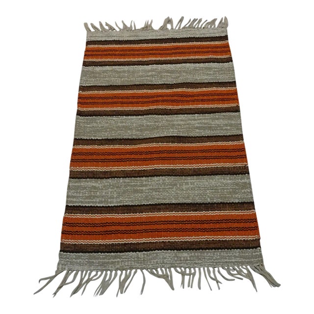 Rag Rug Swedish Mid Century Vinyl For Sale