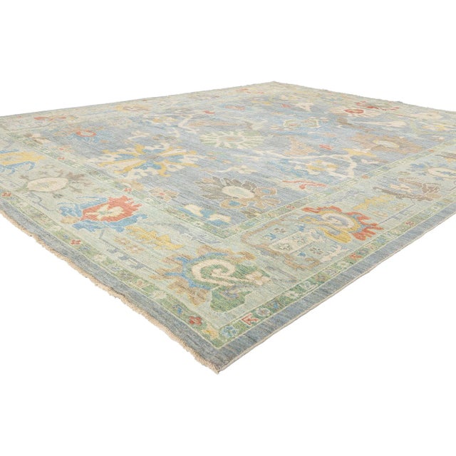 61291 Modern Blue Persian Sultanabad Rug, 10'02 x 12'04. Originating in Iran's Sultanabad region, Persian Sultanabad rugs...