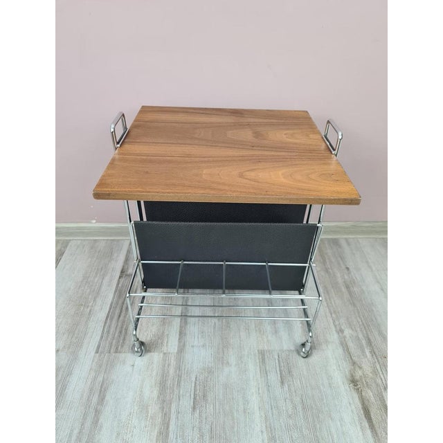 Modern Mobile Side Table with Magazine Rack, Germany, 1970s For Sale - Image 3 of 12