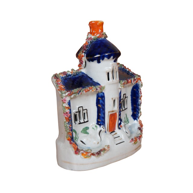 English Antique 19th Century Staffordshire Porcelain Swan Manor House Figurine For Sale - Image 3 of 12