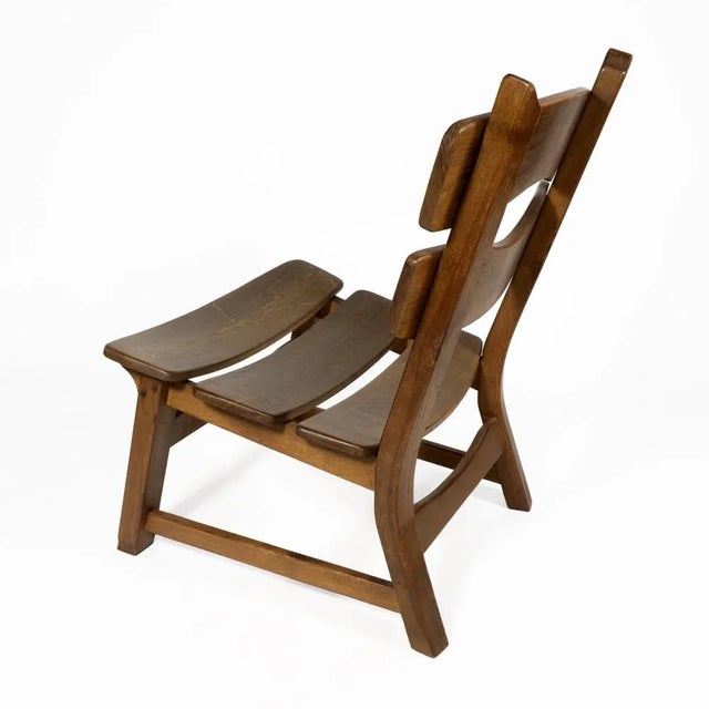 Vintage Brutalist Oak Fireplace Lounge Chairs & Side Table by Dittmann for Awa, 1960s, Set of 3 For Sale - Image 10 of 17