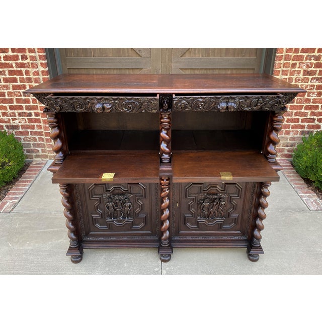 Antique French Oak Liquor Bar Sideboard Server Barley Twist