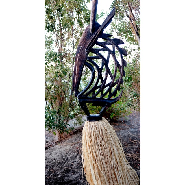 Vintage Chi Wara Inspired Life Sized Hand Carved Floor Lamp For Sale - Image 10 of 13