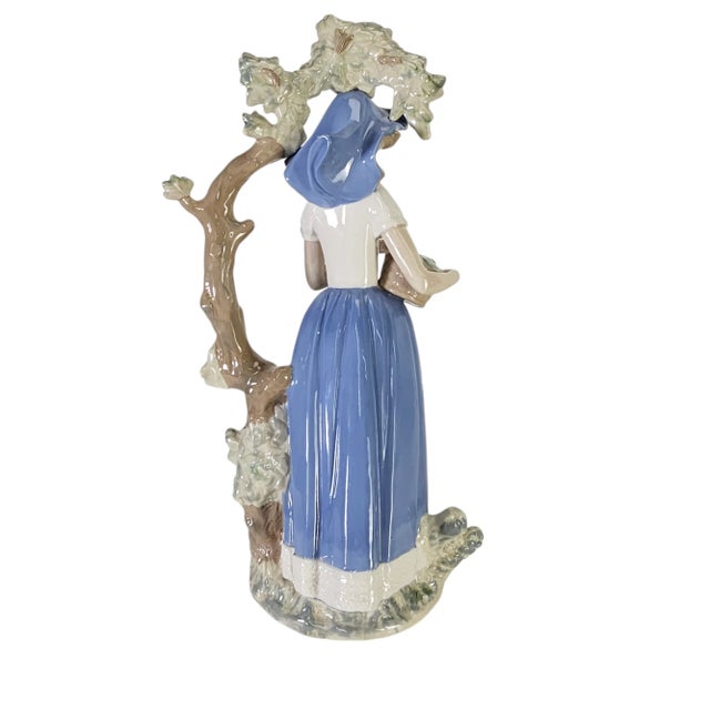 Tengra Maiden Flower Basket & Tree Porcelain Figurine 15" For Sale - Image 4 of 12
