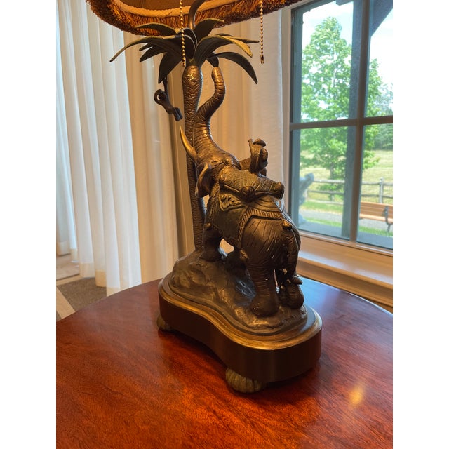 Mint Vintage Wildwood/Federick Cooper Hollywood Regency Heavy Bronze Elephant, Palm Tree & Monkey Table Lamp From Their Safari Collection For Sale In New York - Image 6 of 13