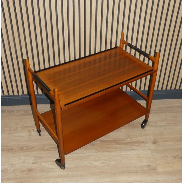 Mid-Century Serving Trolley Bar Trolley Walnut/Black, 1960s For Sale - Image 11 of 11