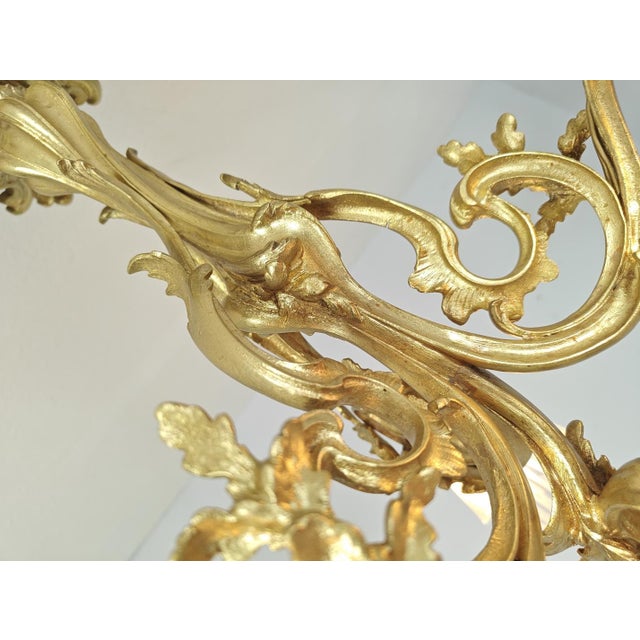 Antique French Louis XV Three-Light Chandelier in Bronze, 1890s For Sale - Image 9 of 11