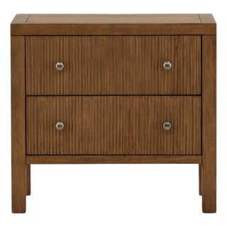 Two-Drawer Carved Oak Organic Transitional Nightstand For Sale