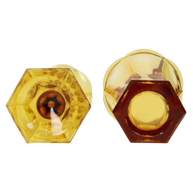 1930s Art Deco Luxval Series Américain Vases in Amber Glass from Val Saint Lambert, 1935, Set of 2 For Sale - Image 5 of 18