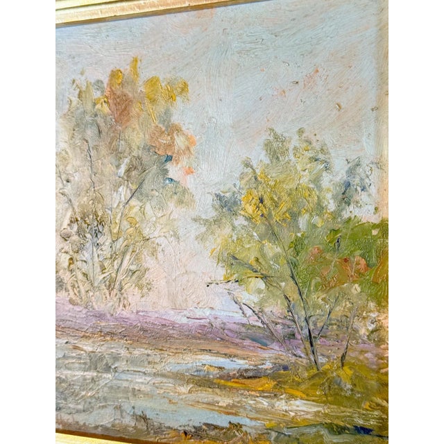 J. Ellen Wilhelm (American, 20th c.), Signed on lower left, and stamped on back of board. Original frame, stamped with...