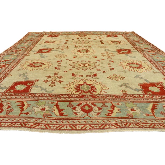 Traditional Antique Turkish Oushak Rug with Modern Style - 09'00 X 12'02 For Sale - Image 3 of 7