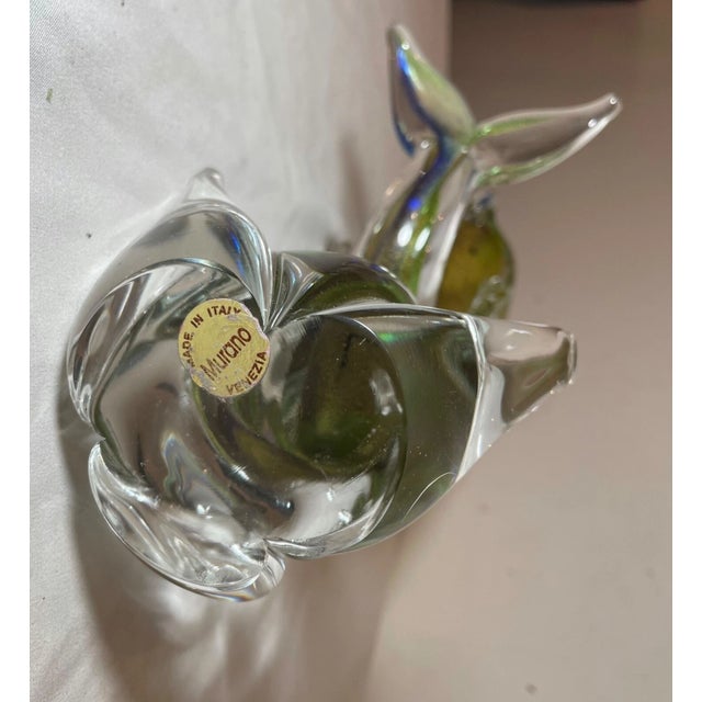 Vintage Hand Blown Murano Italian Art Studio Glass Dolphin Sculpture Statue Gold For Sale - Image 10 of 10