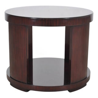 Ralph Lauren Italian Mahogany Round Modern Drum Drink Table For Sale