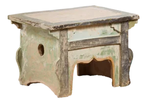 Petite Chinese Ming Dynasty Period Glazed Pedestal with Polychrome Finish
