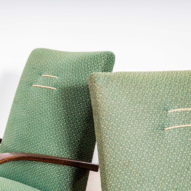Sprung Seat Armchairs in Geometric Jacquard Fabric from Jaroslav Šmídek, 1950s For Sale - Image 10 of 11