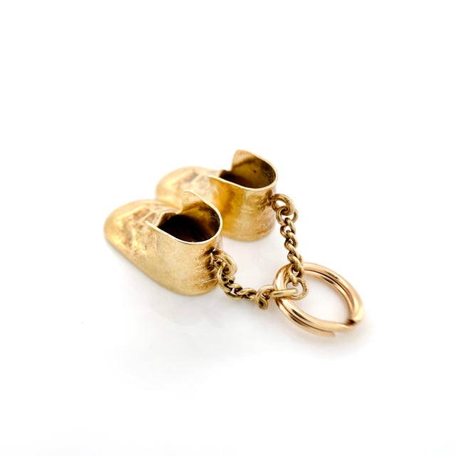 Metal Vintage 14k Baby Shoes Charm For Sale - Image 7 of 14