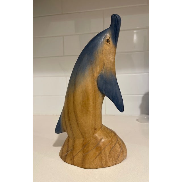 Hand Carved Wooden Dolphin, Vintage For Sale - Image 9 of 9