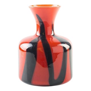 Red and Black Glass Vase, Northern Europe, 1980s For Sale