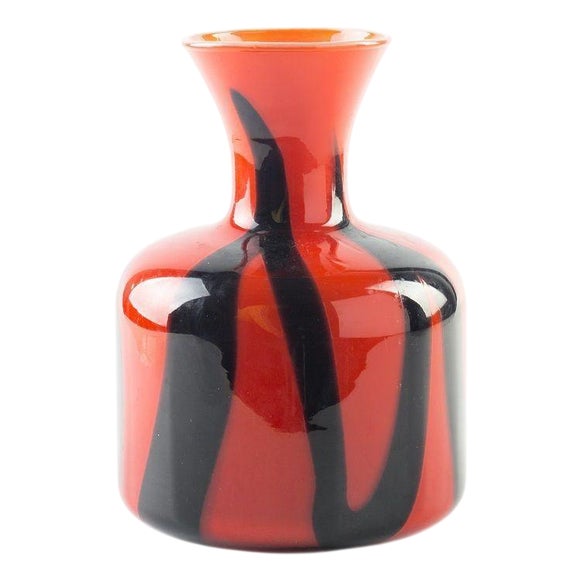 Red and Black Glass Vase, Northern Europe, 1980s For Sale