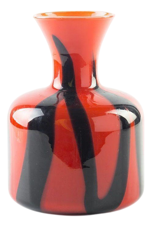 Red and Black Glass Vase, Northern Europe, 1980s