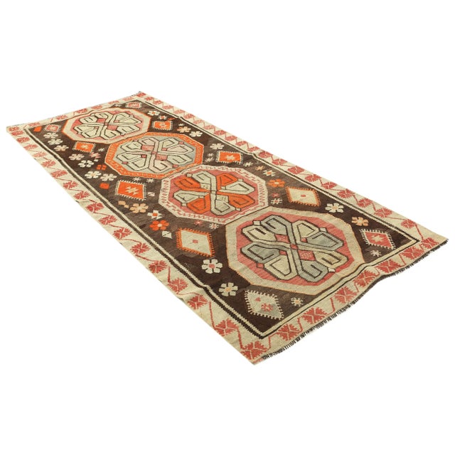 Traditional Mid 20th Century Vintage Turkish Kars Kilim Rug For Sale - Image 3 of 7