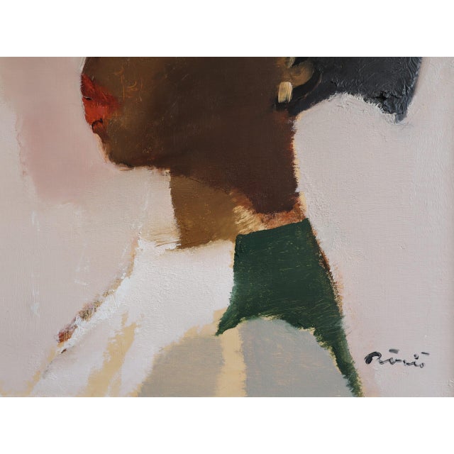 Mid-Century Modern 'The Quiet Within' Swedish Figurative Portrait Oil Painting, Framed For Sale - Image 10 of 12