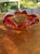 1960s Vintage Murano-Style Hand Blown Art Glass Freeform Red Amber Bowl For Sale - Image 5 of 6
