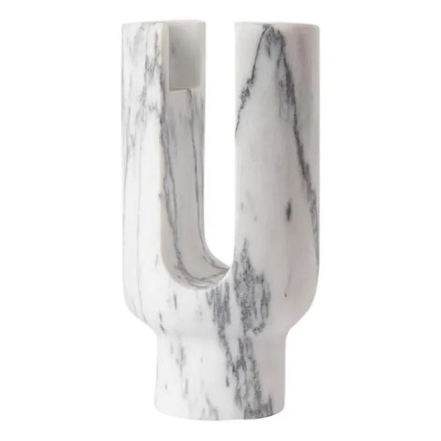 Gray Aquatico Marble Lyra Candleholder by Dan Yeffet For Sale - Image 8 of 8