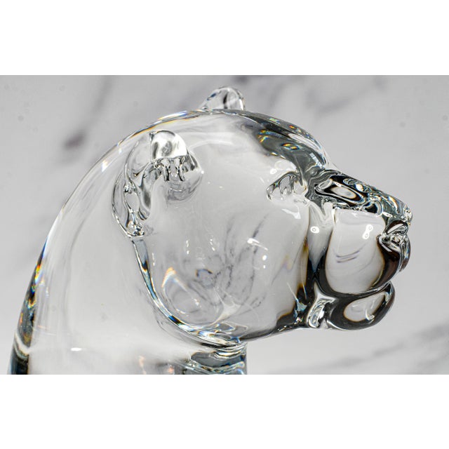 Solid French Crystal Animal Bust Vintage Baccarat Crystal Panther Head Sculpture Art Luxury Home Decor For Sale - Image 11 of 15