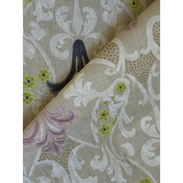 2020s Designers Guild Fairfax Linen Fabric Lavender Tan Green Gold Dot 3 Yards For Sale - Image 5 of 7