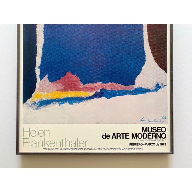 Mid-Century Modern Helen Frankenthaler Vintage 1979 Abstract Expressionist Lithograph Print Framed Mexico City Exhibition Poster For Sale - Image 3 of 12