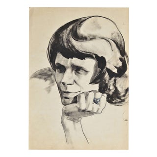 Alberts Goltjakovs, A Woman's Portrait, 1960s, Mixed Media For Sale