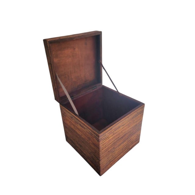 1990s Vintage Pencil Reed Gabriella Crespo Style British Colonial Storage Cube Side Table For Sale - Image 5 of 7