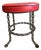 Vintage Industrial Brutalist Welded Iron Chain Stool With Red Vinyl Seat For Sale