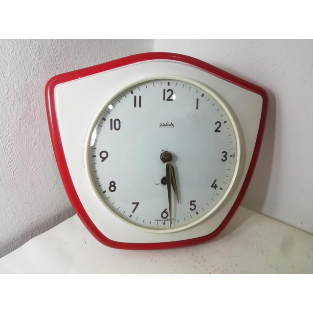 Metal Mechanical Wall Clock with Curved Glass, Italy, 1960s For Sale - Image 7 of 7