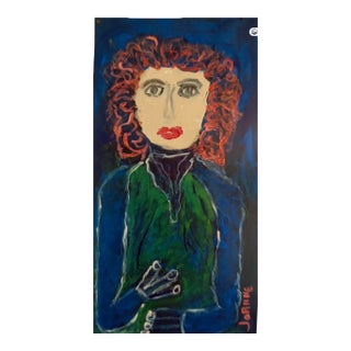Abstract Female Portrait of a Woman With Curly Red Hair by JoAnne Fleming For Sale