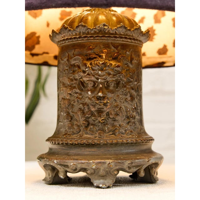 Mid 20th Century Vintage Ornate Table Lamps With Velvet Shades - Pair For Sale - Image 5 of 6
