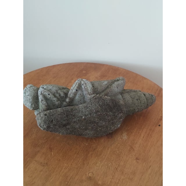 Rare Vintage Hand Carved Stone Garden Sculpture of Aztec Grasshopper For Sale - Image 11 of 12