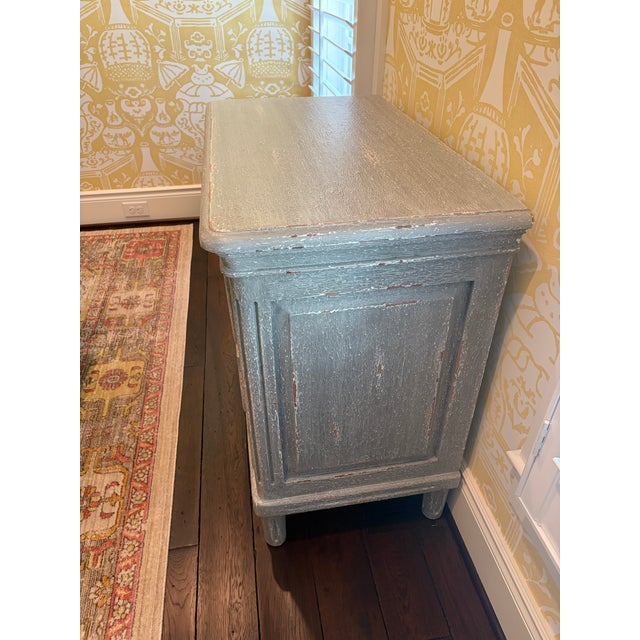 Vintage Rustic 3 Drawer Distressed Blue Gray Dresser For Sale In Greensboro - Image 6 of 10